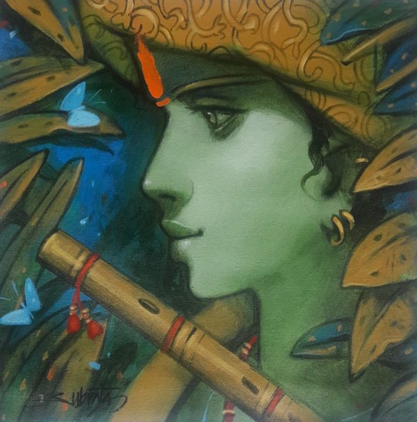 Krishna painting by Artist Subrta Das .buy online painting on Indian Art Place