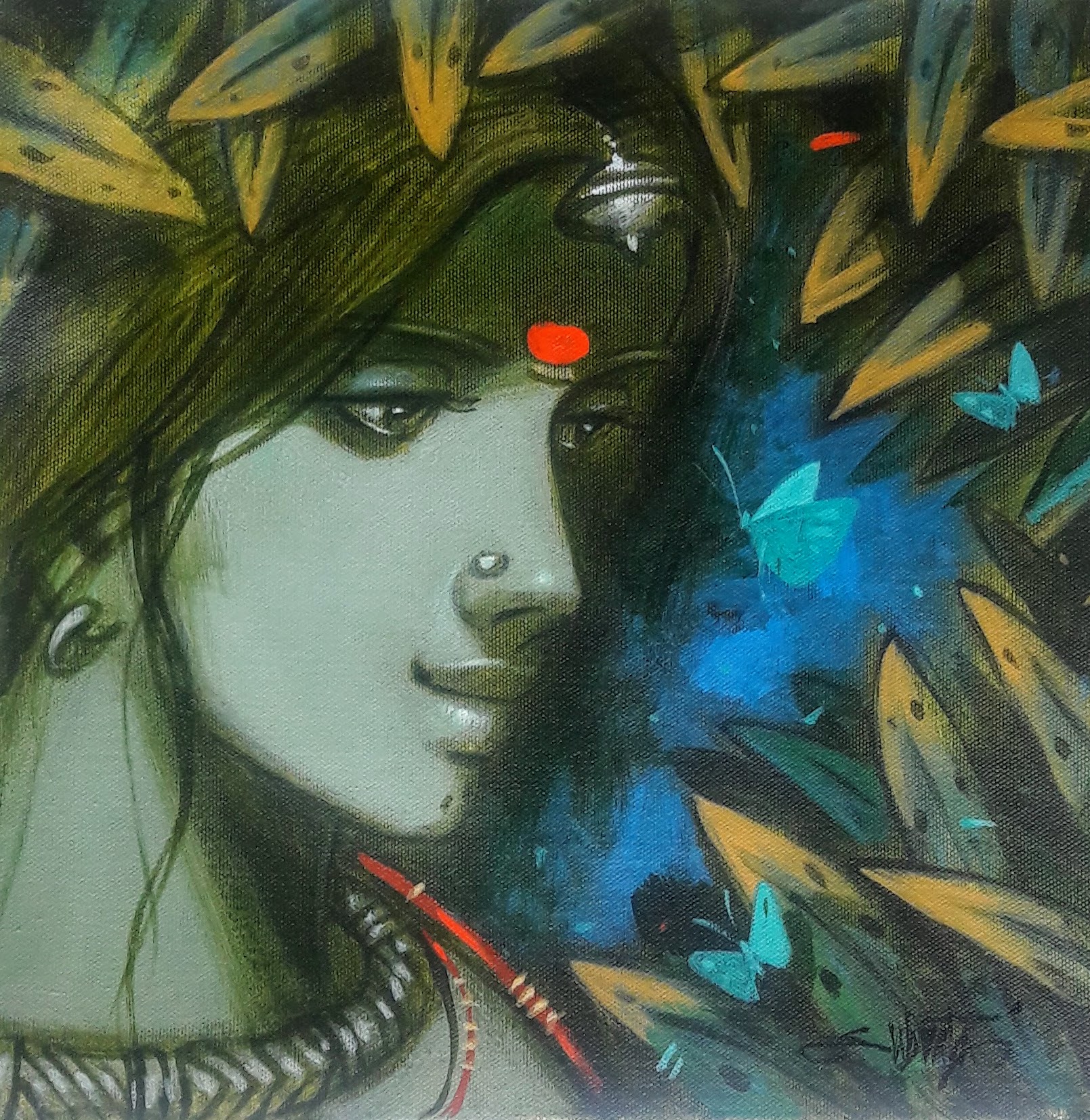 Radha Krishna painting by Artist Subrta Das .buy online painting on Indian Art Place